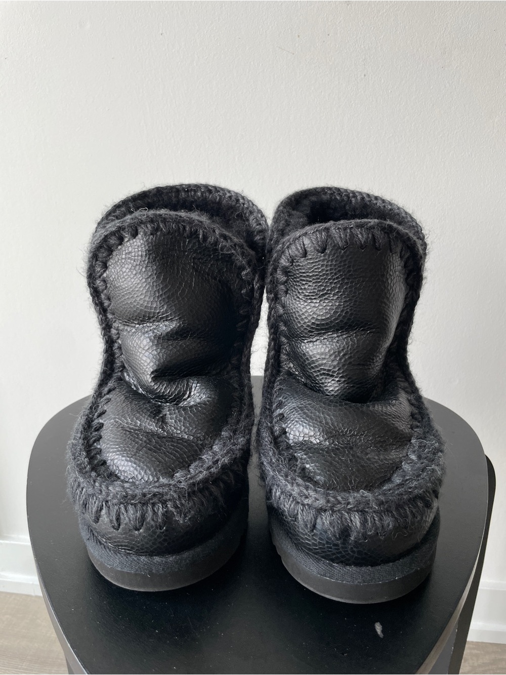Mou Black Leather Ankle Boot